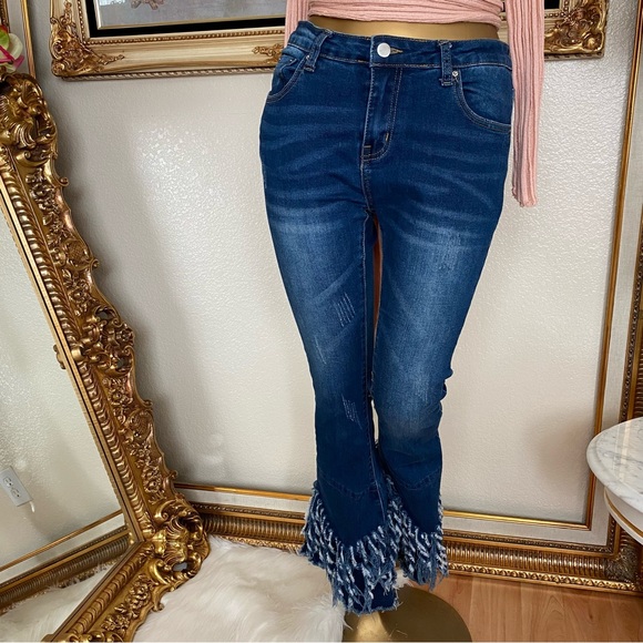 Luxe Moda Fringe Boho Chic Jeans - Picture 2 of 12
